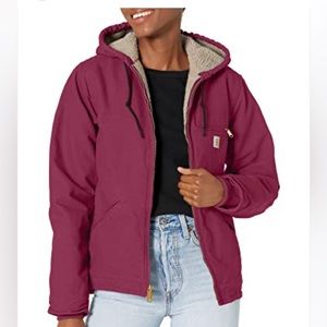 RARE Never Worn Women’s Burgundy Carhartt Sherpa Lined Jacket